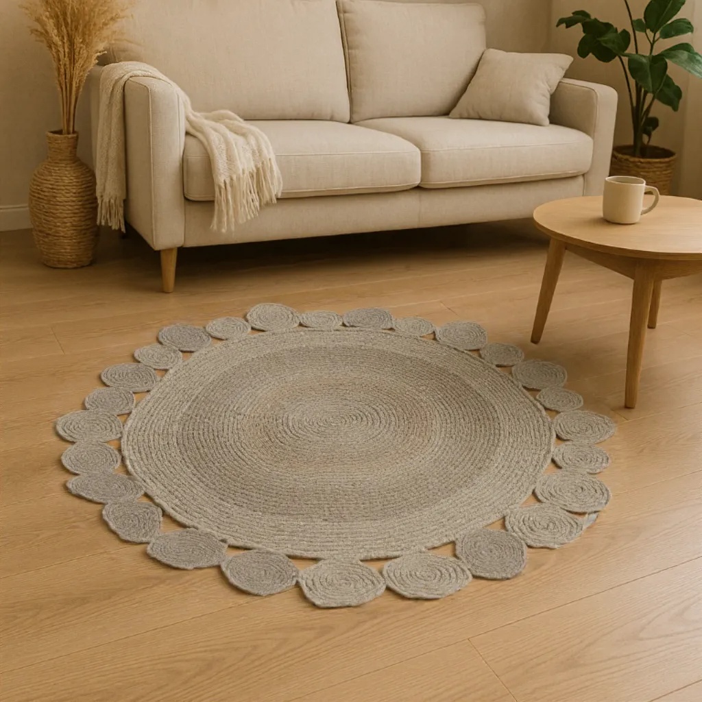 Banana Fiber circular outline Rug | Navbodhi